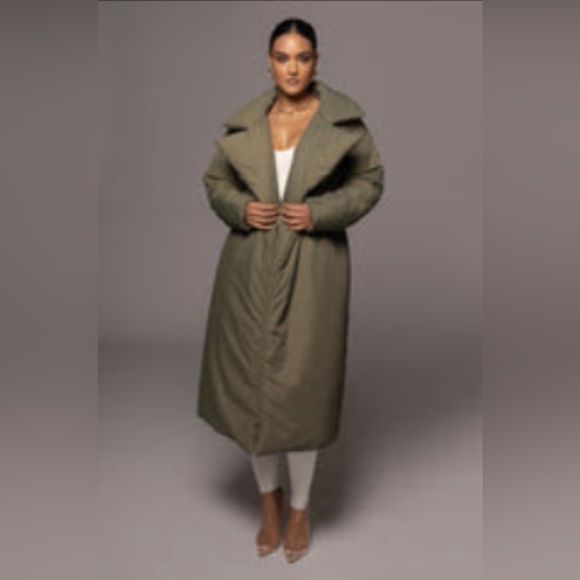 Trench Puffer Coat In Moss by J Lux - Picture 1 of 1